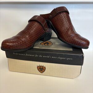 Ariat Mules Womens Rattan Brown Leather Woven Slip On Comfort Clogs